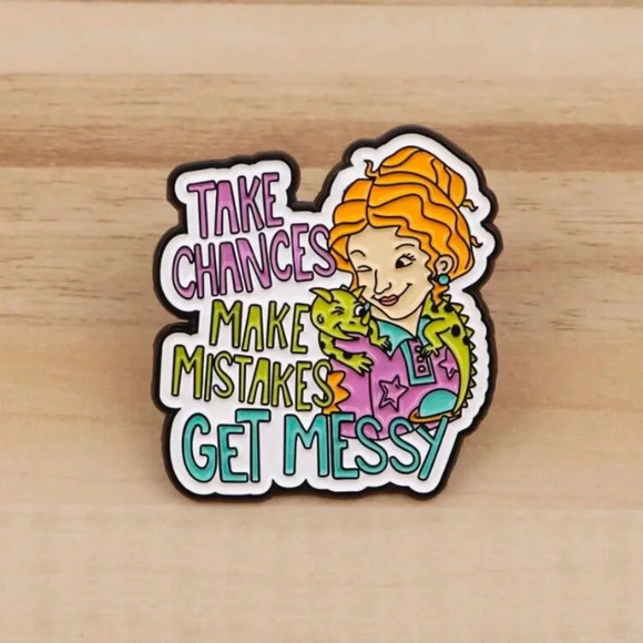 Multicolored lady Take Chances Make Mistakes Get Messy enamel pin hat bag magic - Picture 1 of 2